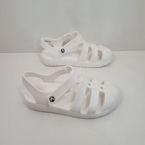 Crocs Splash Fisherman White Closed Toe Adjustable Sandals Youth Junior Size 3